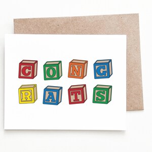 Funny Baby Blocks Baby Shower Card, Building Blocks Congrats New Baby Shower Gift image 1