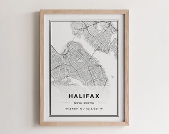 Halifax Map Poster Print, Modern Halifax Street Map Decor