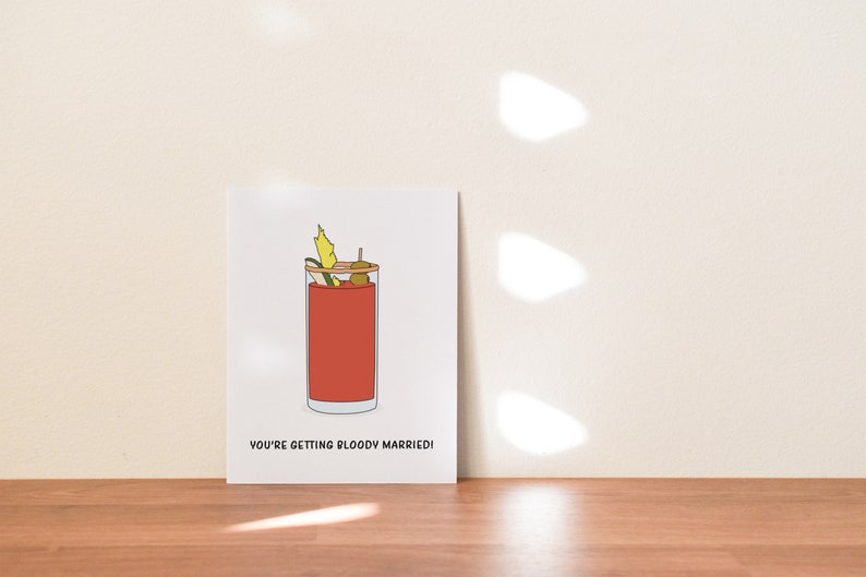 Funny Bloody Mary Engagement Card, Bridal Shower Gift for Bride image 5