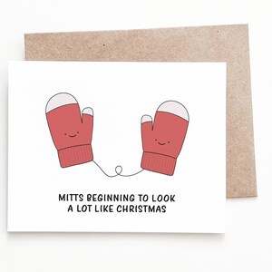 Carte de Noël drôle de mitaines, cadeau de Noël de vacances de mitaines pour lui ou elle