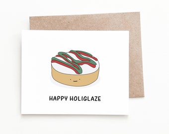 Funny Donut Christmas Card, Holiday Christmas Gift for Him or Her