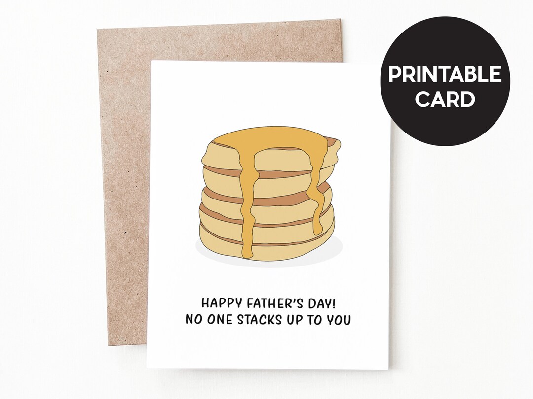 Printable Funny Fathers Day Card Pancake Gift for Dad Etsy