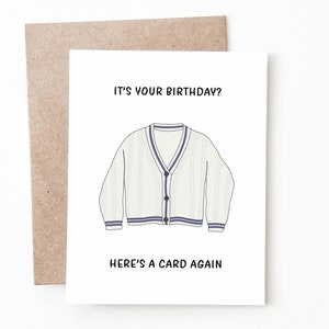 Carte d'anniversaire drôle de cardigan, cadeau d'anniversaire de cardigan pour lui ou elle