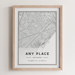 Stampa poster mappa personalizzata, decorazione mappa stradale personalizzata