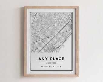 Custom Map Poster Print, Personalized Custom Street Map Decor