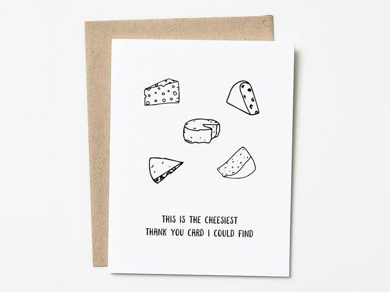 Funny Cheese Thank You Card Cheesy Thank You Gift for Him or | Etsy