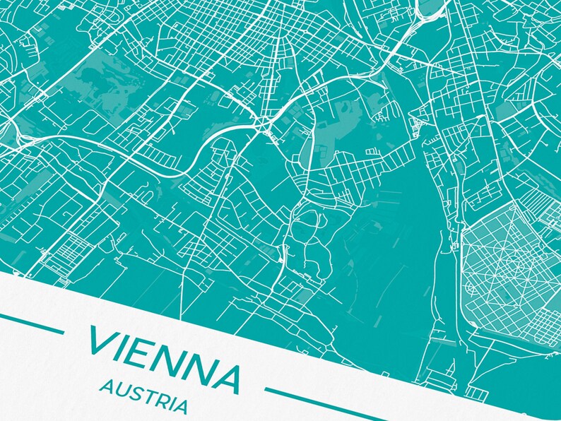 Vienna Map Poster Print Wall Art Modern Austria Gift for Home and Office