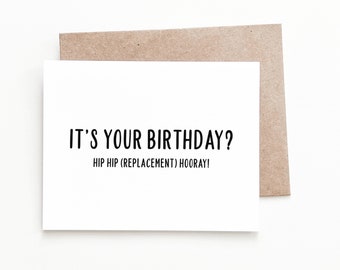 Funny Hip Replacement Birthday Card, Birthday Gift for Mom or Dad