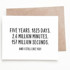 Carte d'anniversaire de cinq ans amusante, cadeau d'anniversaire de 5 ans pour petit ami ou mari