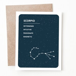 Carte de voeux du zodiaque Scorpion, cadeau astrologie pour lui ou elle