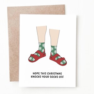 Carte de Noël drôle de chaussettes de Noël, cadeau de Noël fait main drôle pour lui ou elle