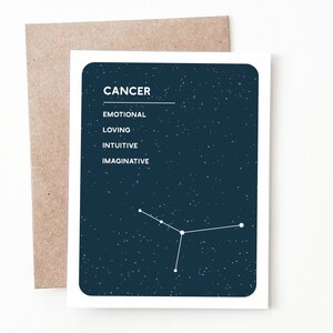 Carte de voeux du zodiaque du cancer, cadeau astrologie pour lui ou elle