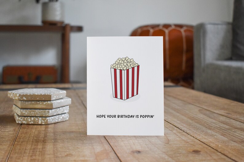 Funny Birthday Card for Popcorn Lover Popcorn Gift for Friend Etsy