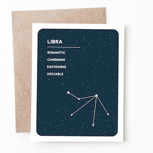 Carte de voeux du zodiaque Balance, cadeau astrologie pour lui ou elle
