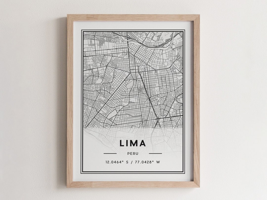 Lima Map Poster Print, Modern Lima Street Map Decor - Etsy