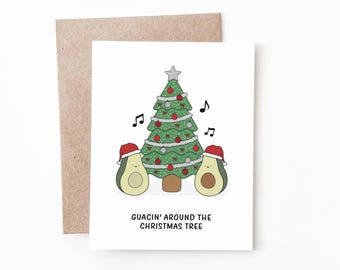 Guacin Around the Christmas Tree Christmas Card