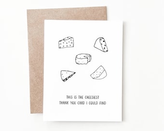 Funny Cheese Thank You Card, Cheesy Thank You Gift for Him or Her