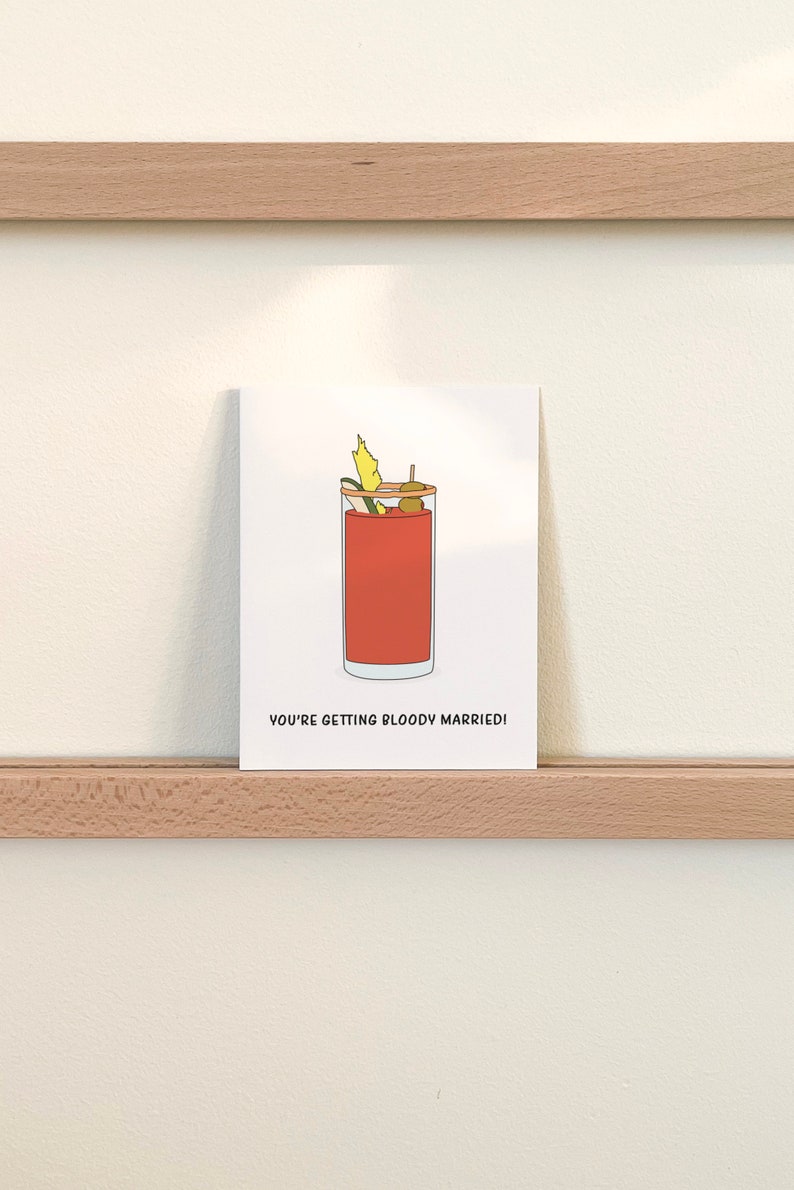 Funny Bloody Mary Engagement Card, Bridal Shower Gift for Bride image 2
