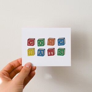 Funny Baby Blocks Baby Shower Card, Building Blocks Congrats New Baby Shower Gift image 7