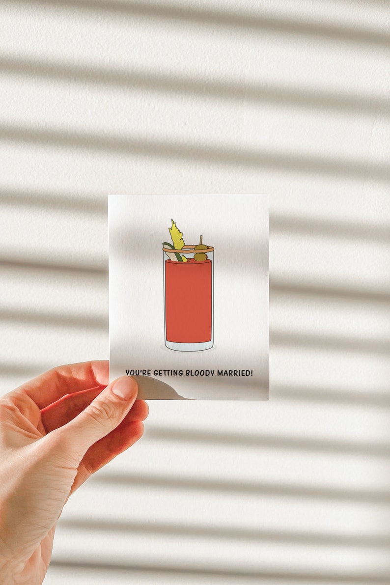 Funny Bloody Mary Engagement Card, Bridal Shower Gift for Bride image 10