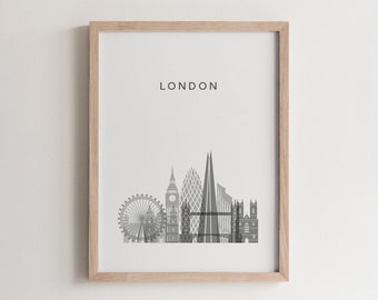 London City Skyline Poster, England Landmark Art Print