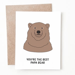 Carte de fête des pères drôle d'ours, cadeau de fête des pères de papa ours de fils ou de fille