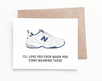 Funny Old Man Shoes Anniversary Card, Anniversary Card for Husband or Boyfriend