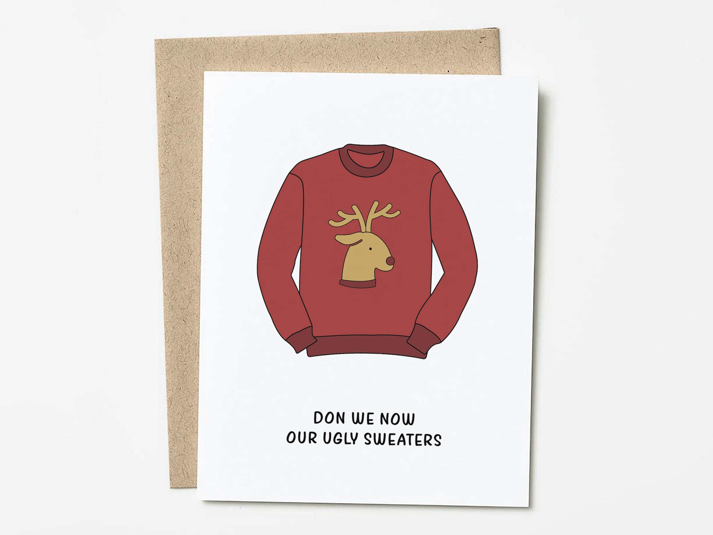 Funny Christmas Card Ugly Christmas Sweater Holiday Pun Card Etsy