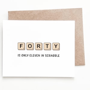 Carte d'anniversaire 40 ans amusante, cadeau d'anniversaire Scrabble