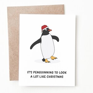 Carte de Noël drôle de pingouin, carte-cadeau de Noël pour lui ou elle
