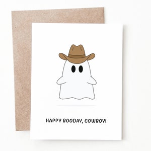 Carte d'anniversaire drôle de cow-boy fantôme, cadeau d'anniversaire mignon pour lui ou elle