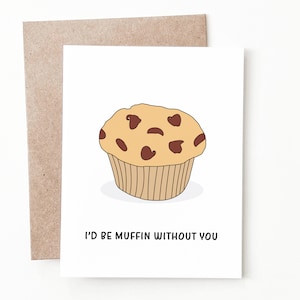 Tarjeta de aniversario con muffins divertida, regalo de aniversario con muffins para novio o novia