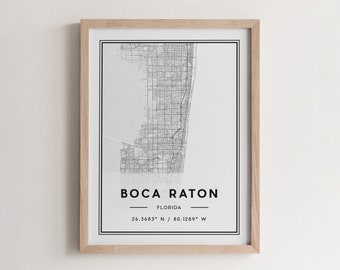 Boca Raton Map Poster Print, Modern Boca Raton Street Map Decor