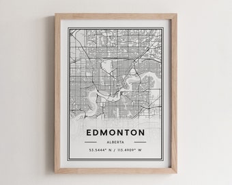 Edmonton Map Poster Print, Modern Edmonton Street Map Decor