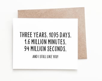 Funny 3 Anniversary Card - Etsy