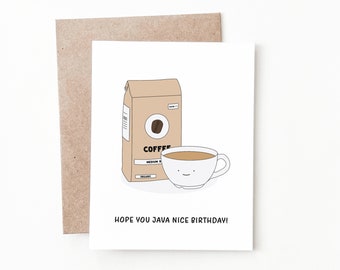 Cartão de aniversário de café engraçado, lindo presente de aniversário para ele ou ela