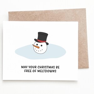 Carte de Noël drôle de bonhomme de neige, cadeau de Noël de vacances pour lui ou elle