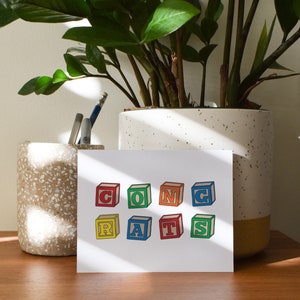 Funny Baby Blocks Baby Shower Card, Building Blocks Congrats New Baby Shower Gift image 8