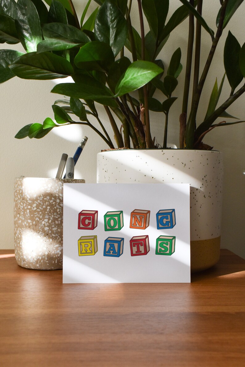 Funny Baby Blocks Baby Shower Card, Building Blocks Congrats New Baby Shower Gift image 8