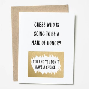 Funny Scratch Off Maid of Honor Card, Maid of Honor Proposal Wedding Gift