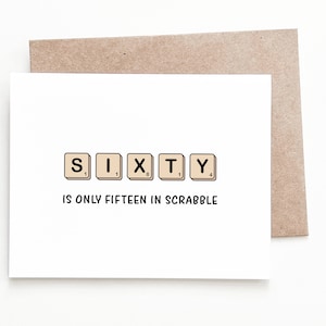 Carte drôle 60e anniversaire, cadeau d'anniversaire Scrabble
