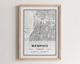 Memphis Map Poster Print, Modern Memphis Street Map Decor
