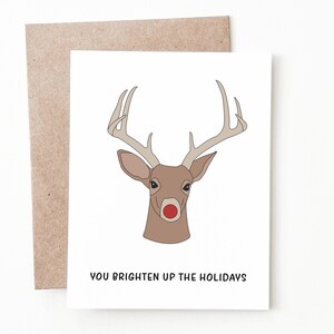 Carte de Noël drôle de Rudolph, cadeau de Noël de vacances de renne pour lui ou elle