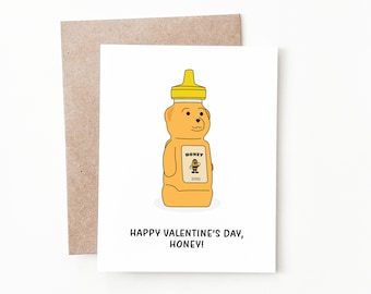 Funny Honey Valentine's Day Card, Cute Valentines Gift for Him or Her