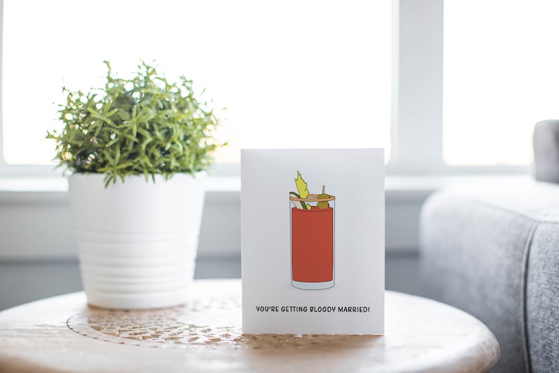 Funny Bloody Mary Engagement Card, Bridal Shower Gift for Bride image 9