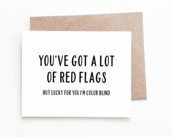 Funny Red Flags Anniversary Card, Anniversary Gift for Him or Her