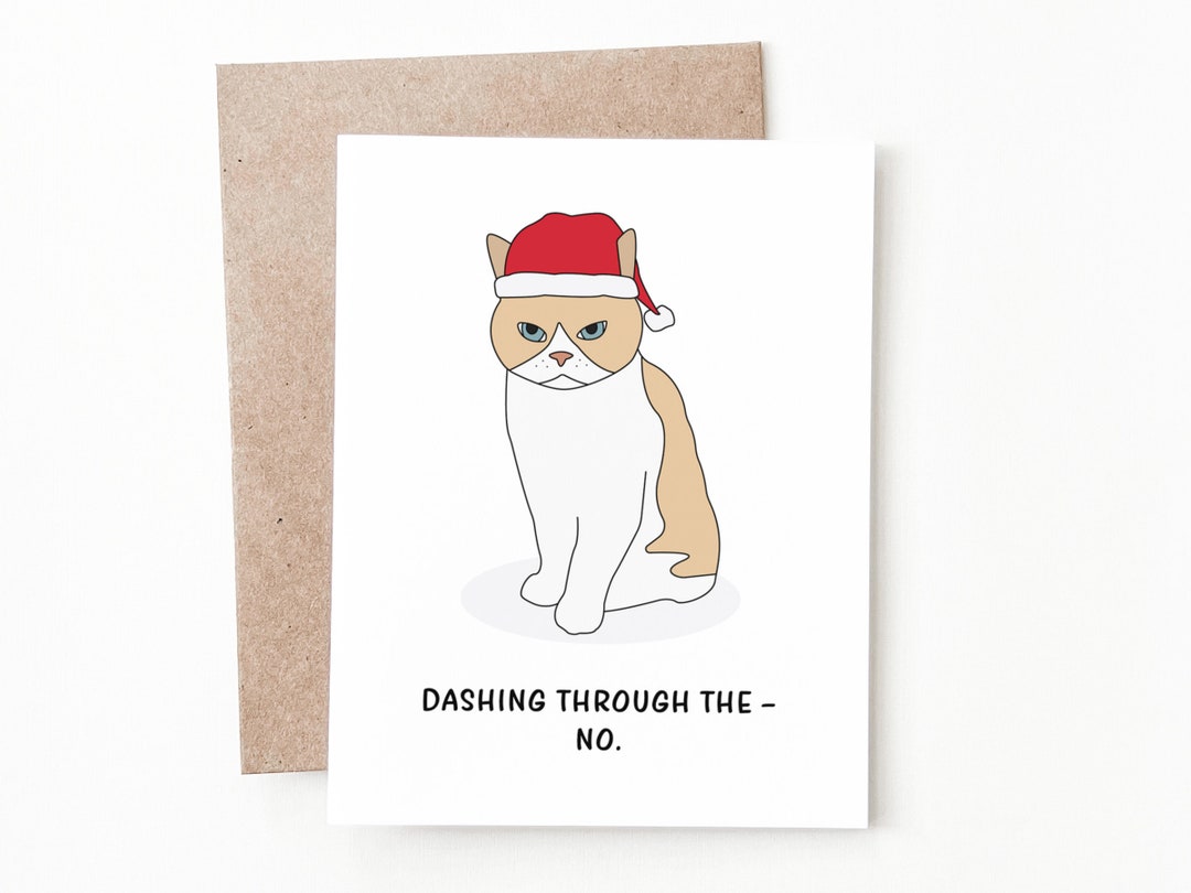 Funny Cat Christmas Card, Holiday Card Gift for Cat Lover - Etsy