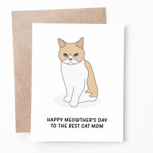 Carte de fête des mères chat drôle, cadeau de fête des mères pour maman d'une fille ou d'un fils