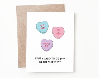 Funny Candy Heart Valentines Day Card, Candy Heart Valentines Gift