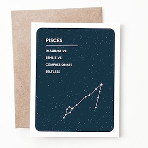 Carte de voeux du zodiaque Poissons, cadeau astrologie pour lui ou elle